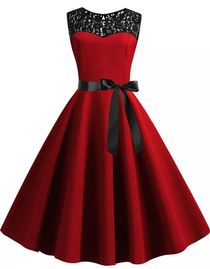 Robe Style Année 60 Femme Bordeaux - Louise Vintage