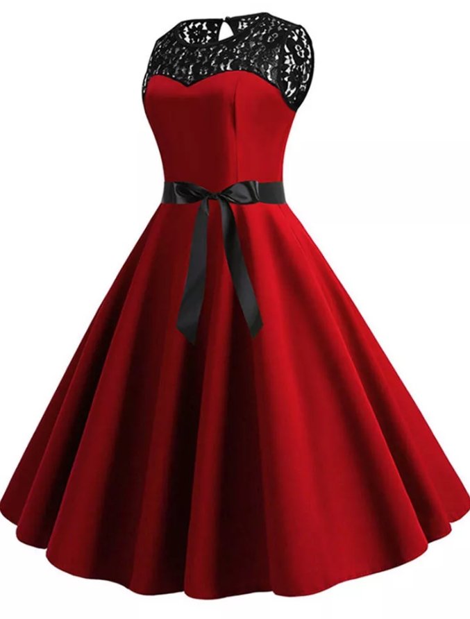 Robe Style Année 60 Femme Bordeaux - Louise Vintage