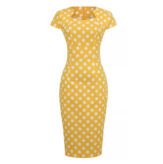 Robe Style Année 60 Femme Jaune - Louise Vintage