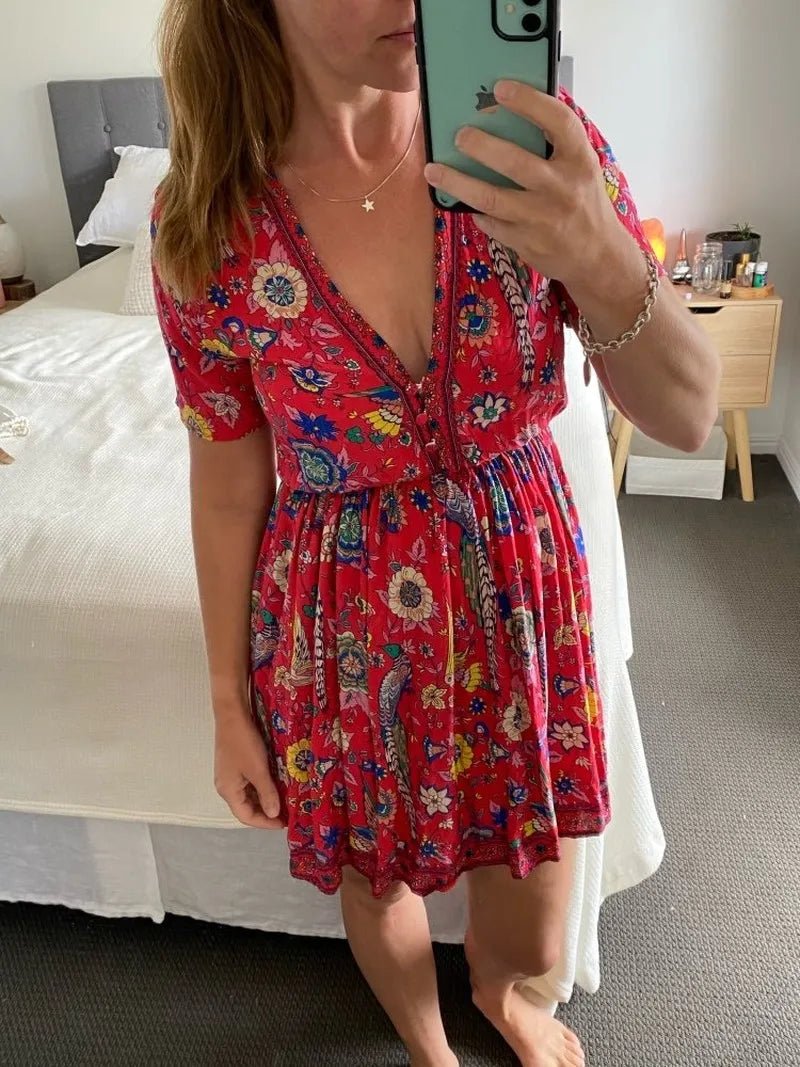 Robe Style Année 70 Grosses Fleurs - Louise Vintage