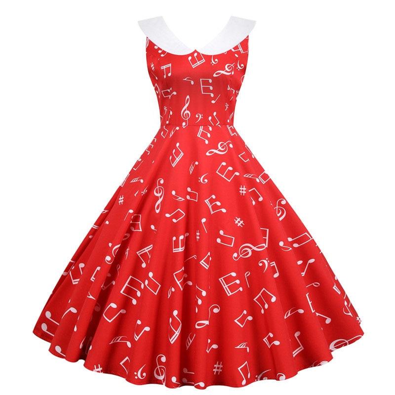 Robe Swing Année 50 avec Note Musicale - Louise Vintage