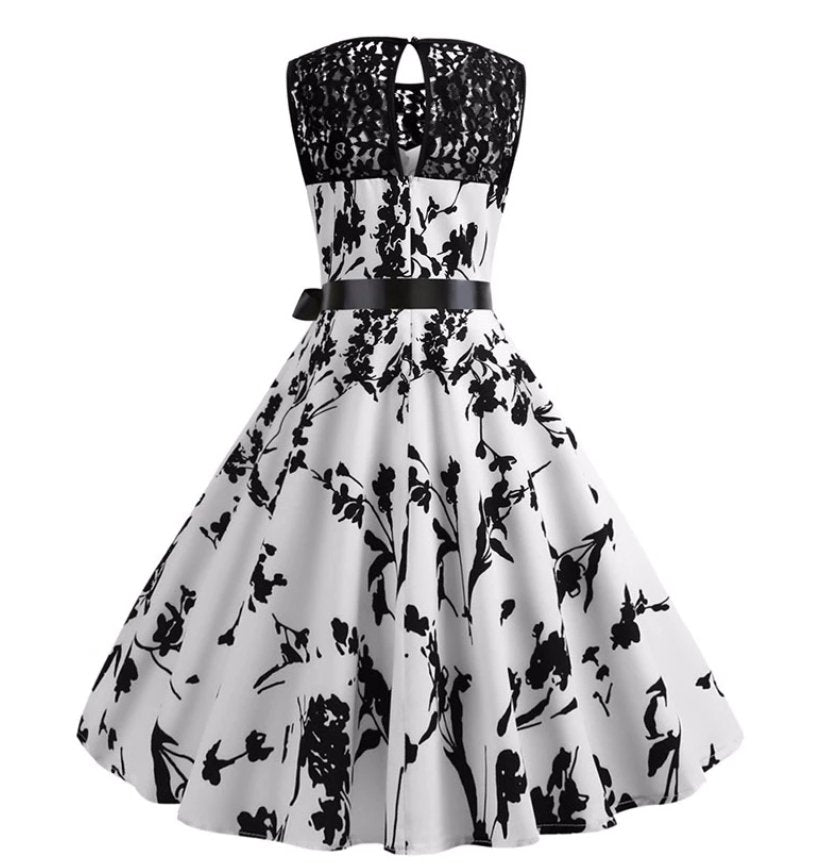 Robe Trapèze Vintage Black and White - Louise Vintage