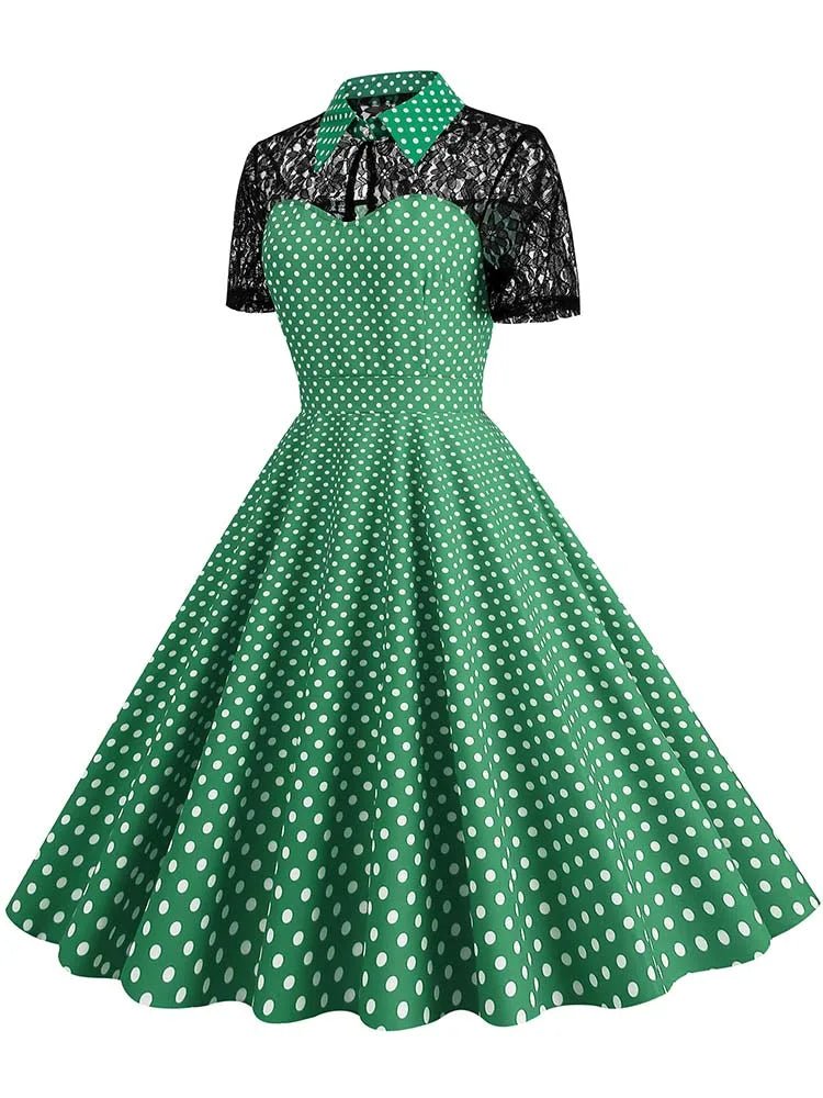 Robe Trapèze Vintage Col Dentelle - Louise Vintage