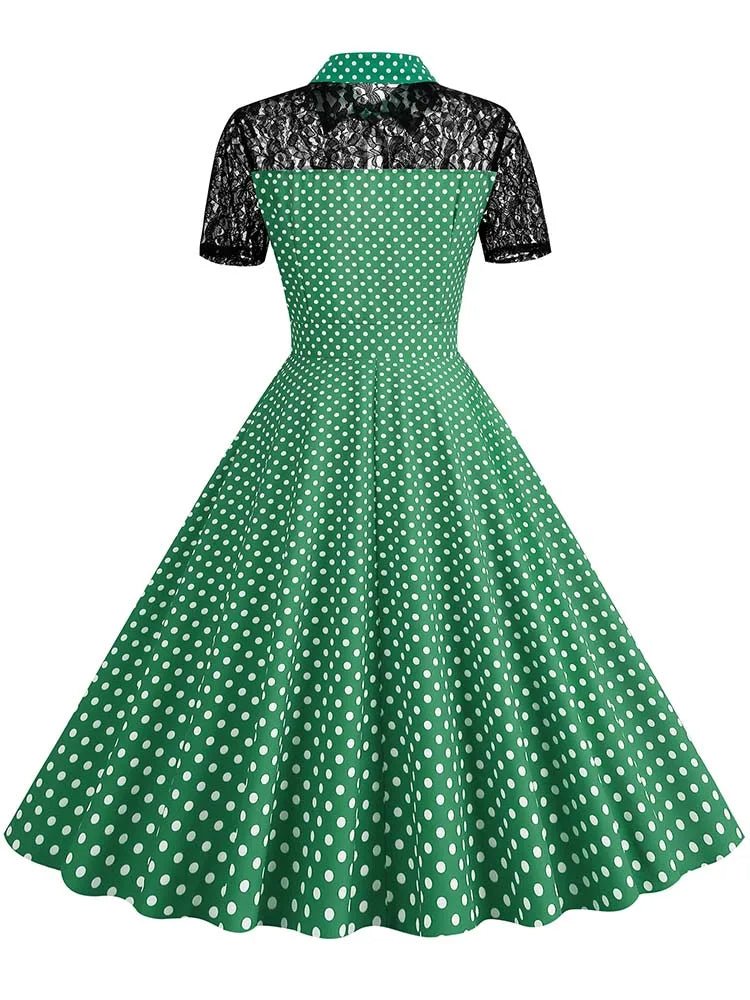 Robe Trapèze Vintage Col Dentelle - Louise Vintage