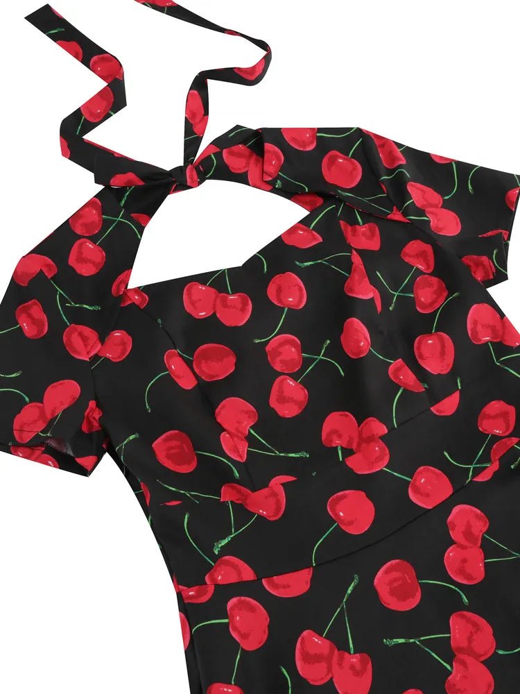 Robe Vintage 1950 Noir Cerises - Louise Vintage