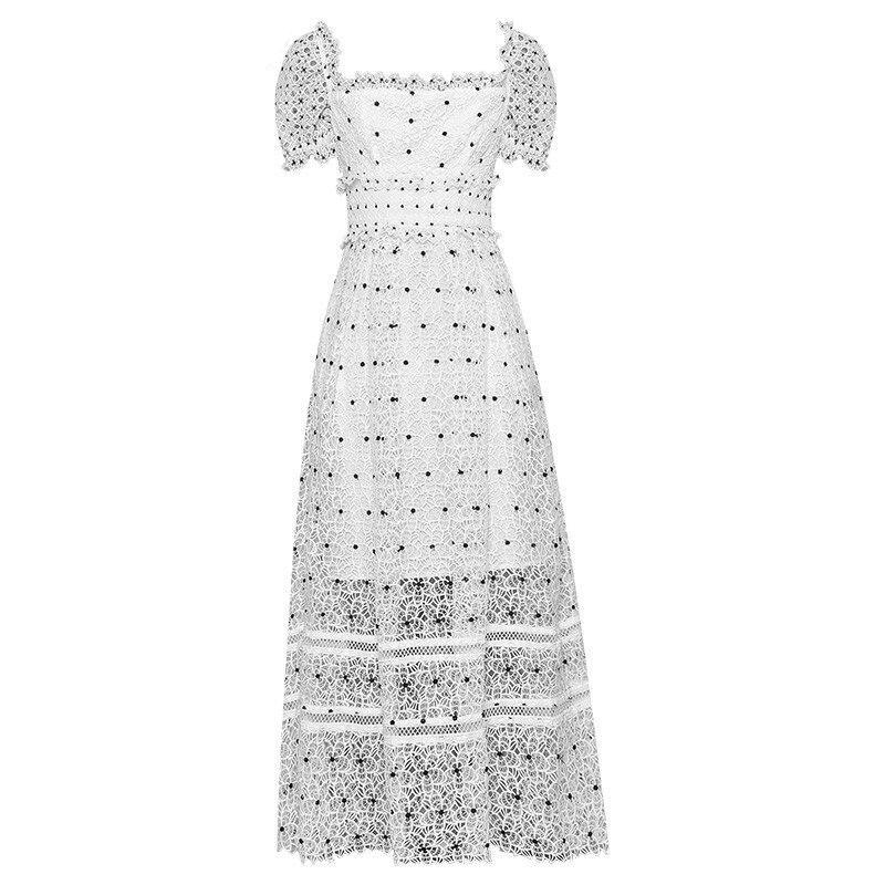 Robe Vintage 40s Blanche Pois - Louise Vintage