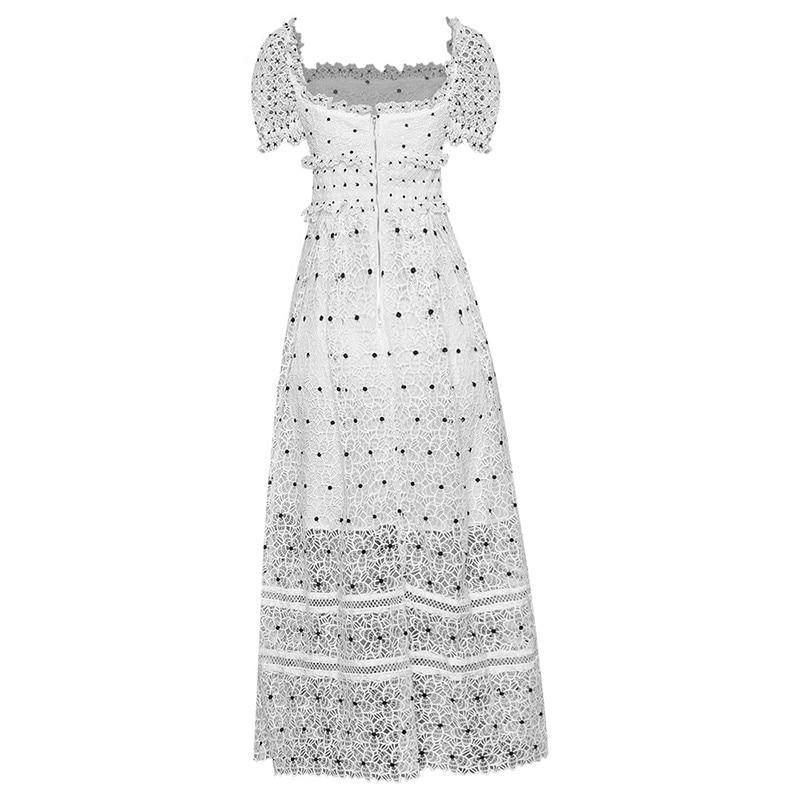 Robe Vintage 40s Blanche Pois - Louise Vintage