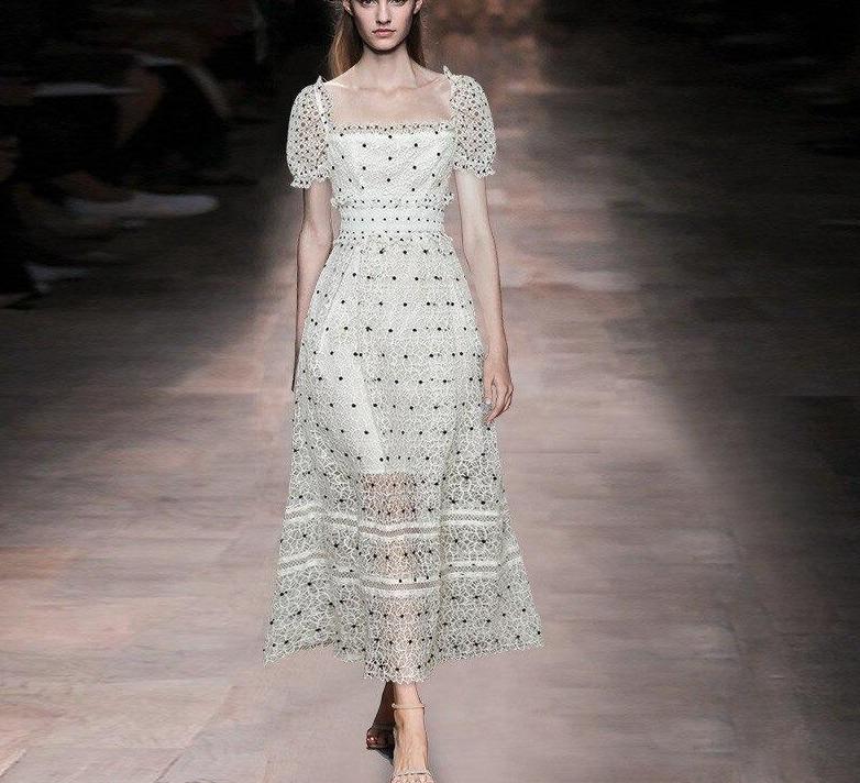 Robe Vintage 40s Blanche Pois - Louise Vintage