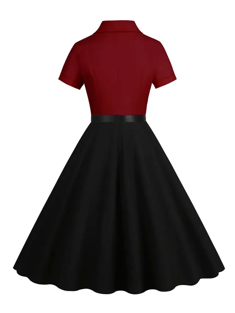 Robe Vintage 50 Bordeaux Manches Courtes - Louise Vintage