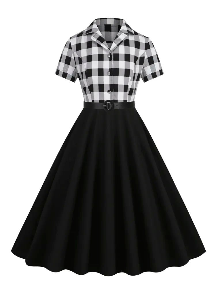 Robe Vintage 50 Gris Manches Courtes - Louise Vintage