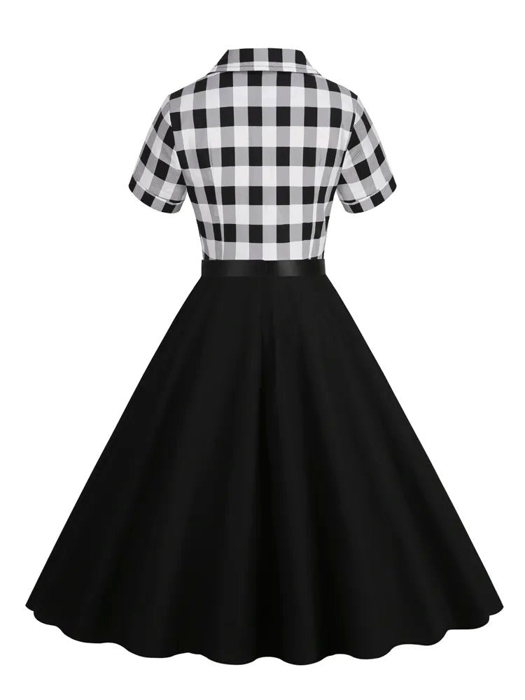 Robe Vintage 50 Gris Manches Courtes - Louise Vintage