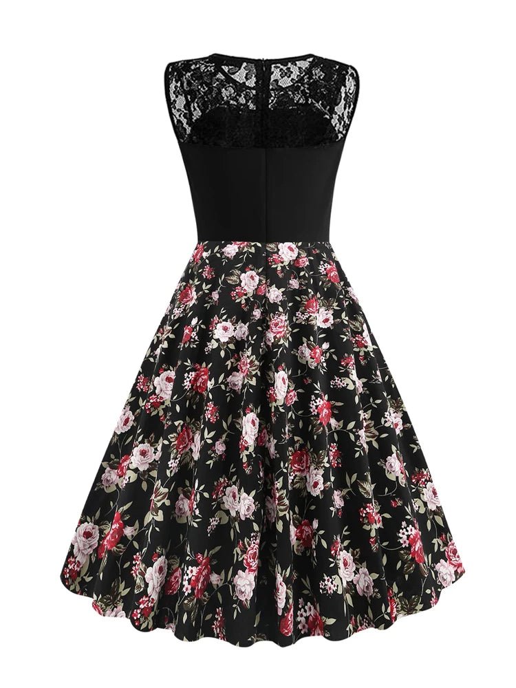 Robe Vintage 60s Noir Fleurs - Louise Vintage