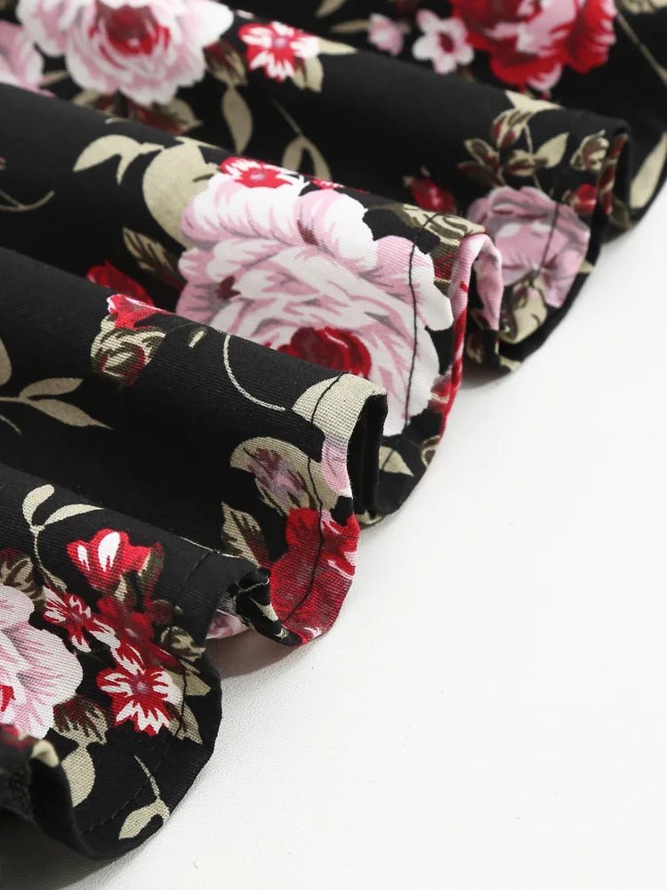 Robe Vintage 60s Noir Fleurs - Louise Vintage
