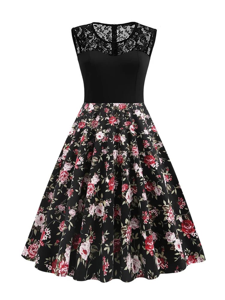 Robe Vintage 60s Noir Fleurs - Louise Vintage
