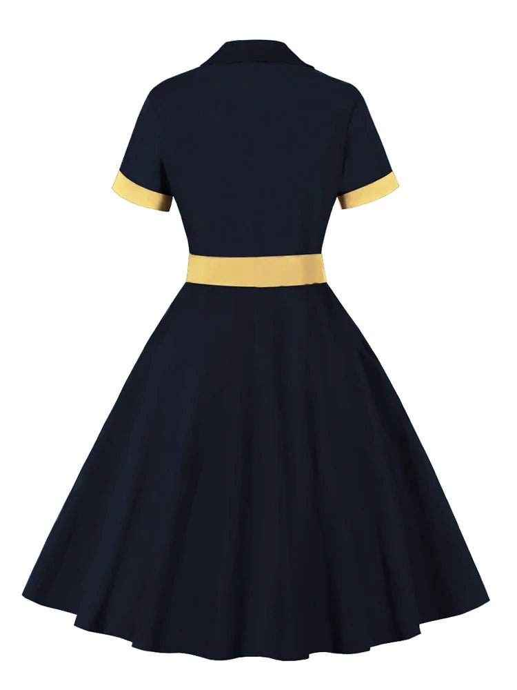 Robe Vintage Année 50 Marine et Jaune - Louise Vintage