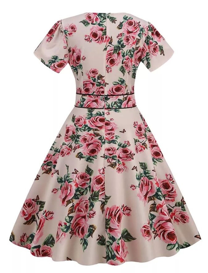 Robe Vintage année 60 Beige Fleurs - Louise Vintage