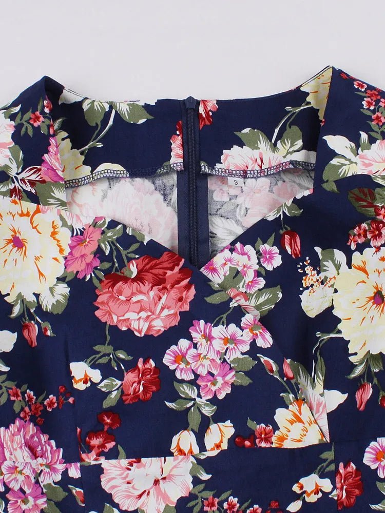 Robe Vintage Année 60 Bleue Champetre - Louise Vintage