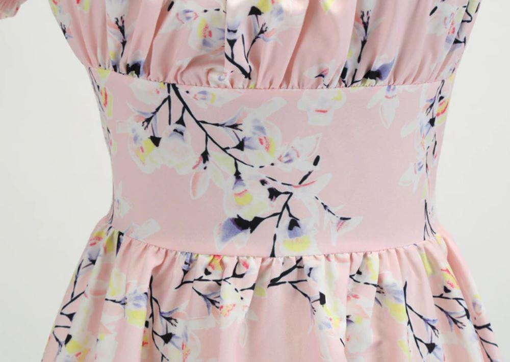 Robe Vintage Année 60 fleur rose - Louise Vintage