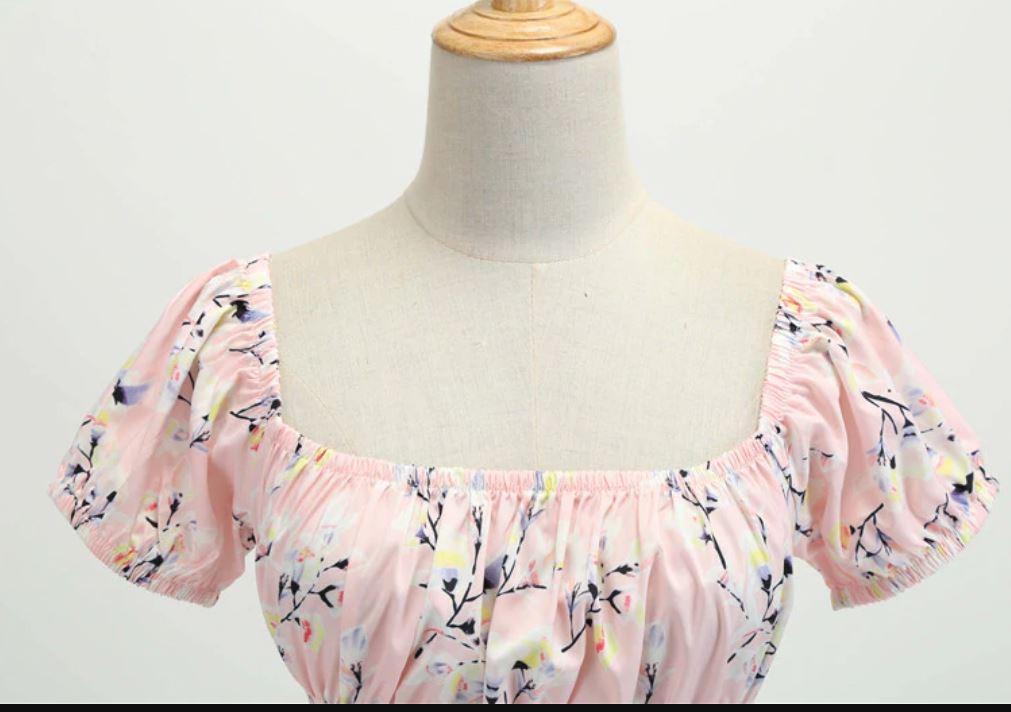 Robe Vintage Année 60 fleur rose - Louise Vintage