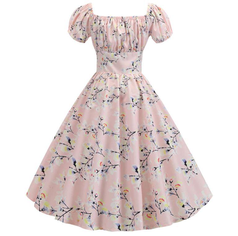 Robe Vintage Année 60 fleur rose - Louise Vintage