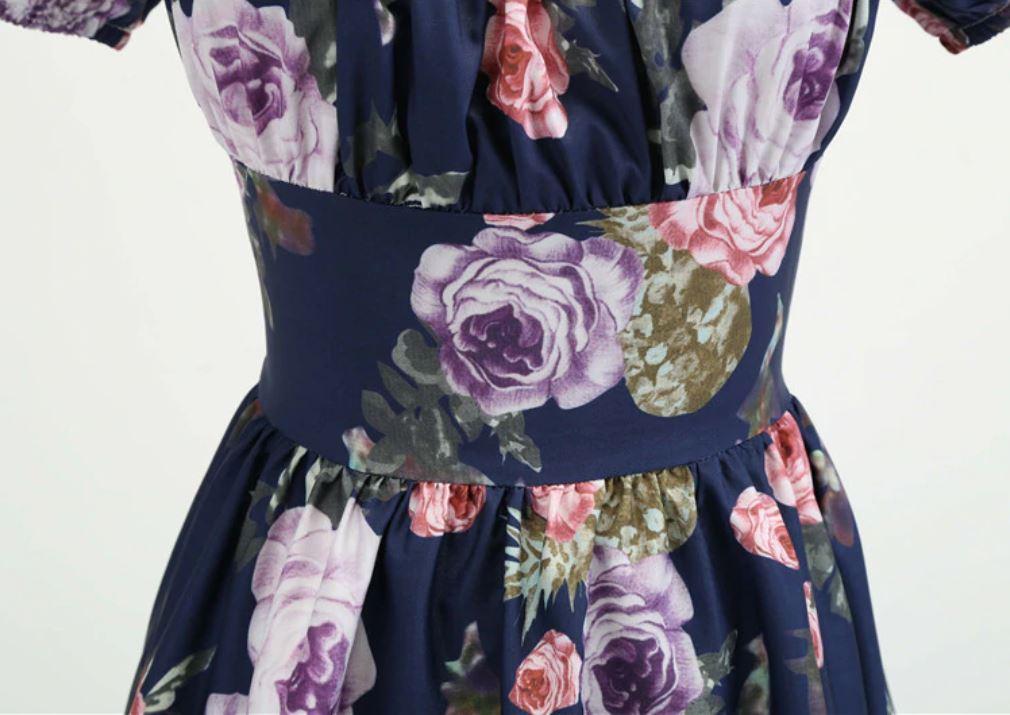 Robe Vintage Année 60 Roses - Louise Vintage