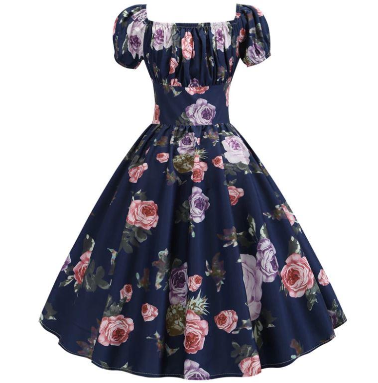 Robe Vintage Année 60 Roses - Louise Vintage