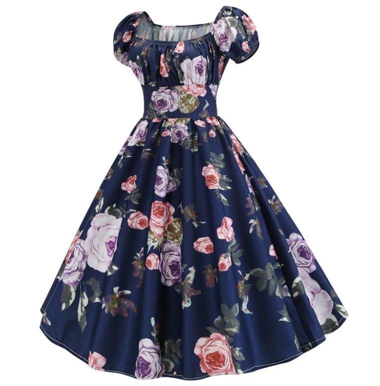 Robe Vintage Année 60 Roses - Louise Vintage
