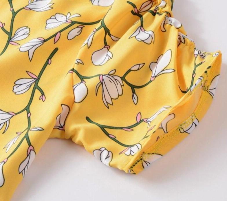 Robe Vintage Années 40 Fleurs Jaune - Louise Vintage