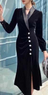 Robe Vintage Années 40 Noire Automne - Louise Vintage