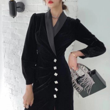 Robe Vintage Années 40 Noire Automne - Louise Vintage