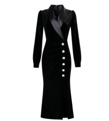 Robe Vintage Années 40 Noire Automne - Louise Vintage