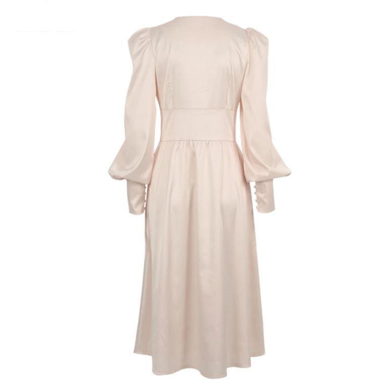 Robe Vintage Années 40 Satin Beige - Louise Vintage