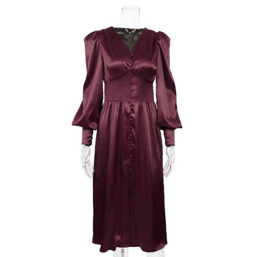 Robe Vintage Années 40 Satin Bordeaux - Louise Vintage