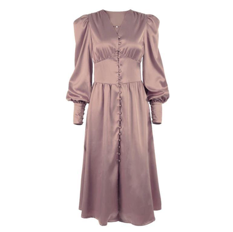 Robe Vintage Années 40 Satin Marron - Louise Vintage
