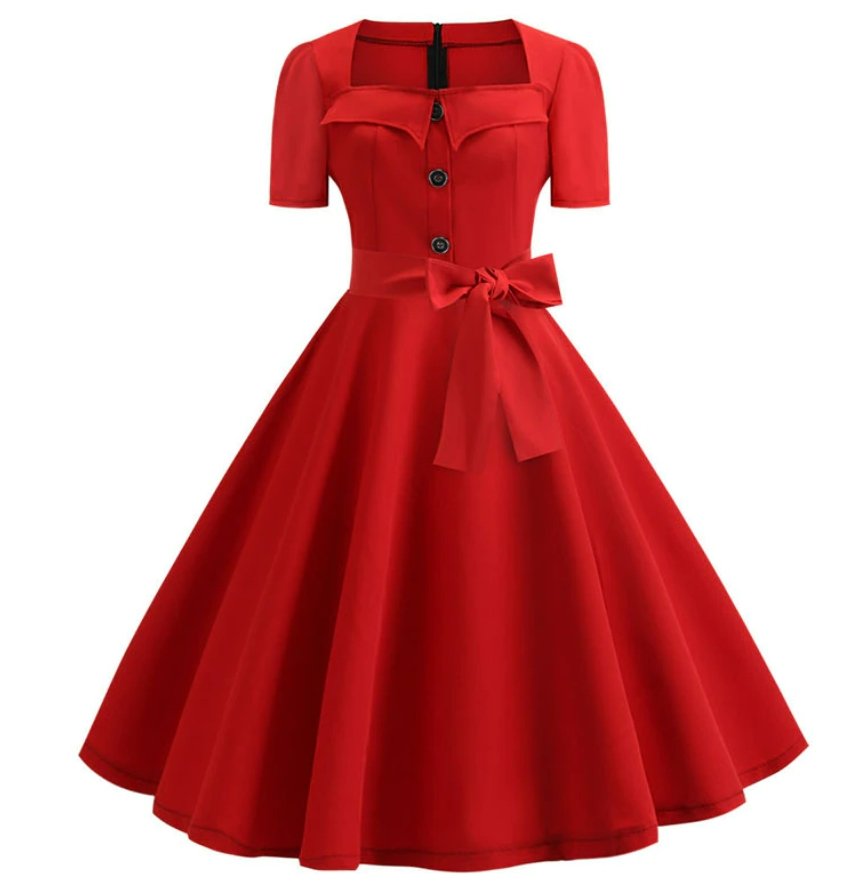 Robe Vintage Années 50 Rouge - Louise Vintage