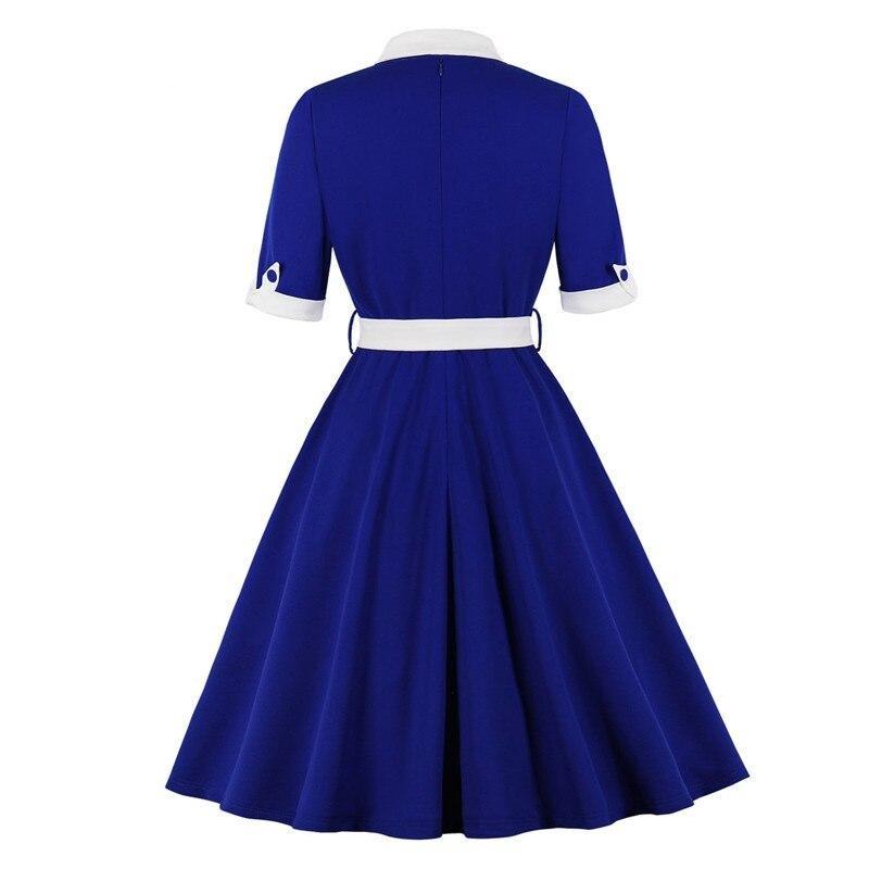 Robe Vintage Automne Bleu Blanc - Louise Vintage
