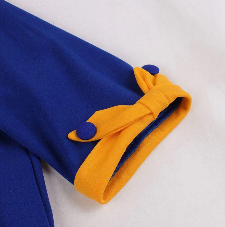 Robe Vintage Automne Bleu Jaune - Louise Vintage