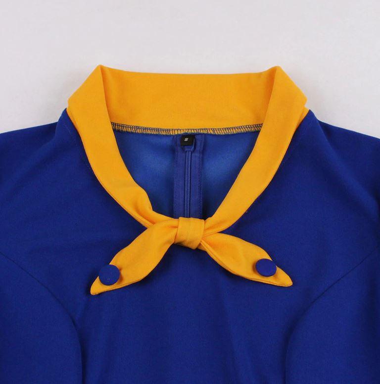 Robe Vintage Automne Bleu Jaune - Louise Vintage