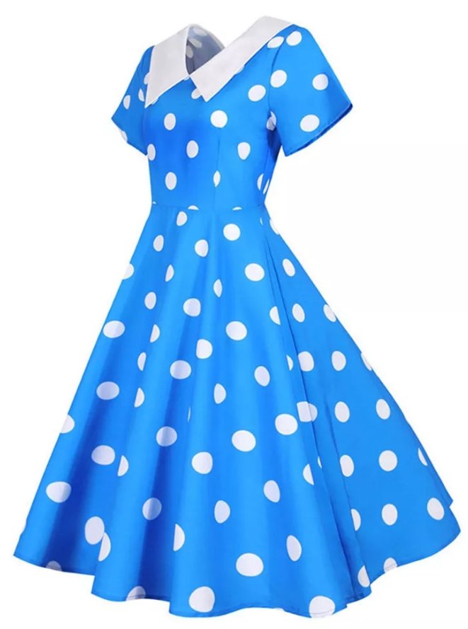 Robe Vintage Bleu a Pois Blanc - Louise Vintage