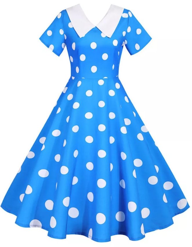 Robe Vintage Bleu a Pois Blanc - Louise Vintage