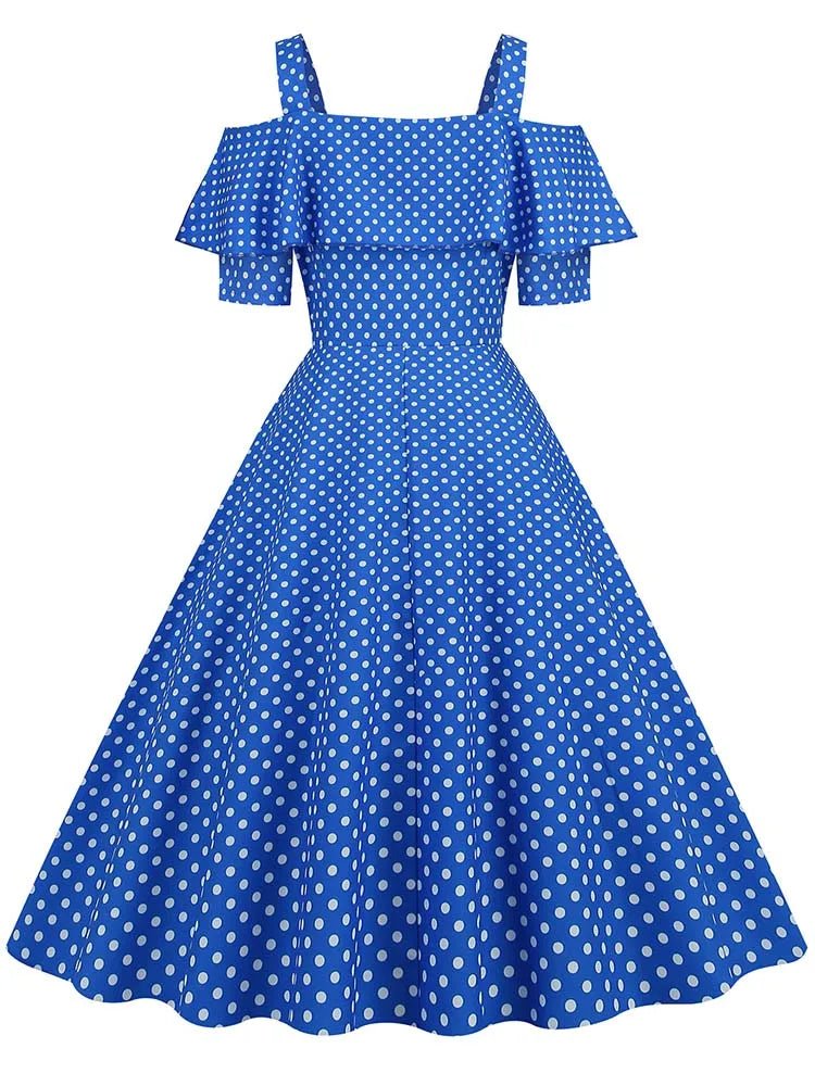 Robe Vintage Bleu Plissée - Louise Vintage