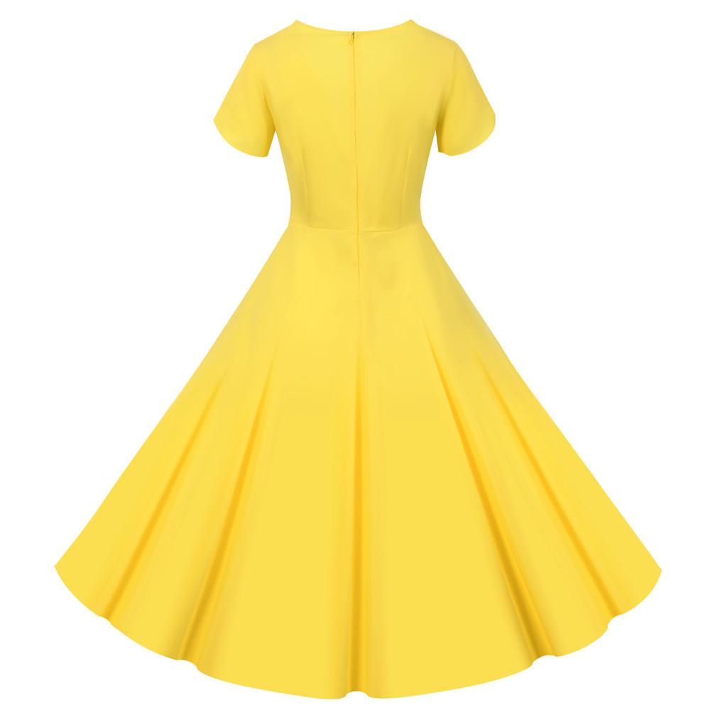 Robe Vintage Boutons Jaune - Louise Vintage