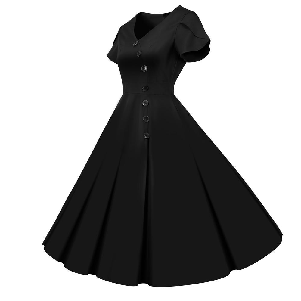 Robe Vintage Boutons Noir - Louise Vintage