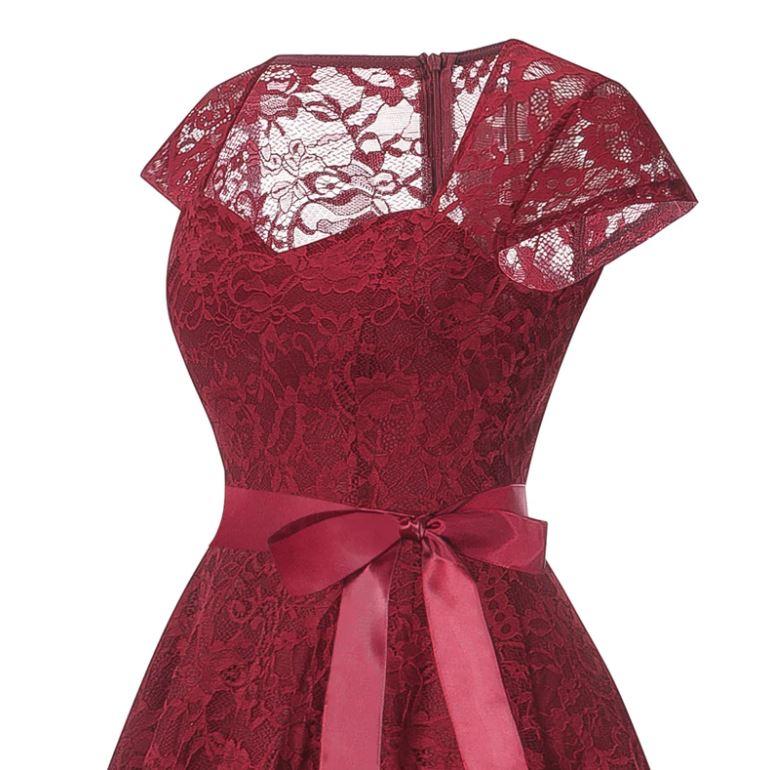 Robe Vintage Broderie Bordeaux - Louise Vintage