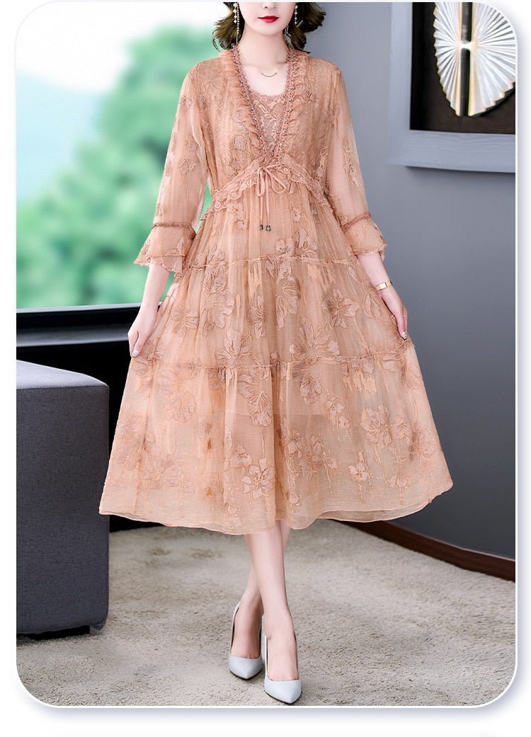 Robe Vintage Broderie Florale - Louise Vintage