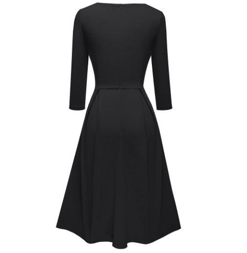 Robe Vintage Col Bouton Chic Noir - Louise Vintage