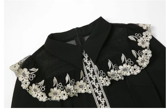 Robe Vintage Col Claudine Noire - Louise Vintage