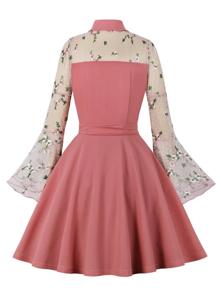 Robe Vintage Col Claudine Rose - Louise Vintage