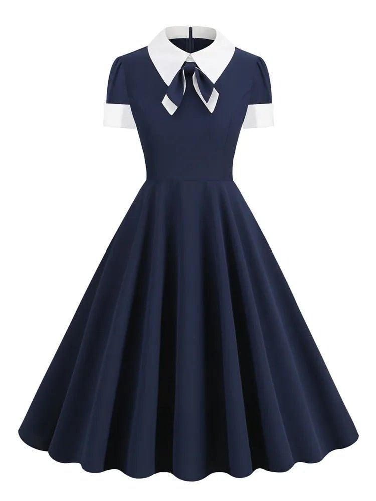 Robe Vintage Col Rond Blanche Coeurs - Louise Vintage