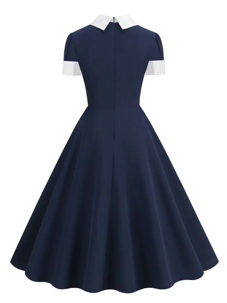 Robe Vintage Col Rond Blanche Coeurs - Louise Vintage